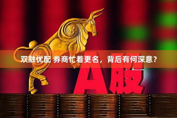 双融优配 券商忙着更名，背后有何深意？